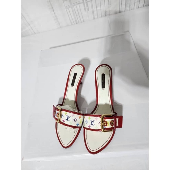 Authentic LOUIS VUITTON Monogram Canvas Slides White/Multicolored Size 39.5 - Picture 4 of 14